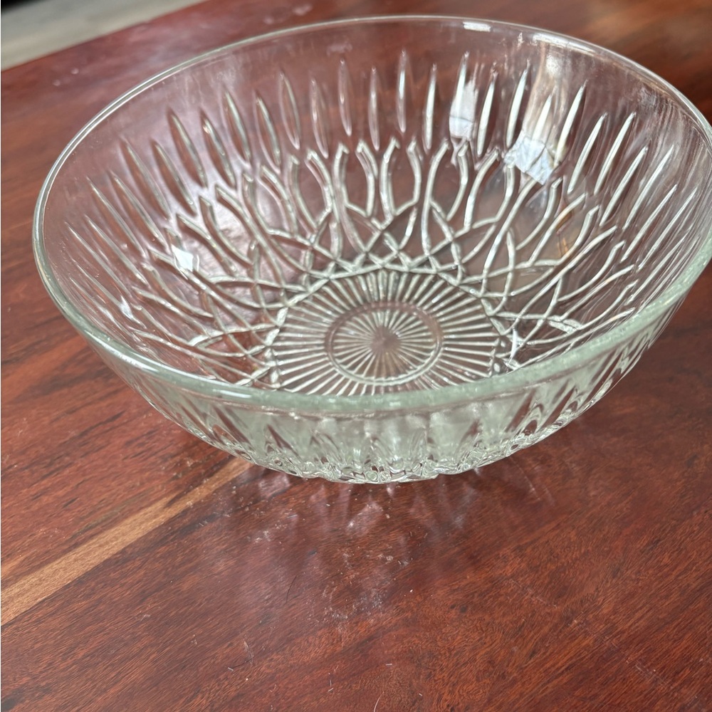 Vintage Crystal Candle Pretzel Pasari Indonesia Serving Bowl 8” Pressed Glass